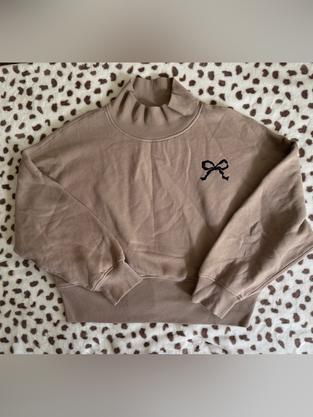wild fable Taupe Mock Neck Bow Sweater